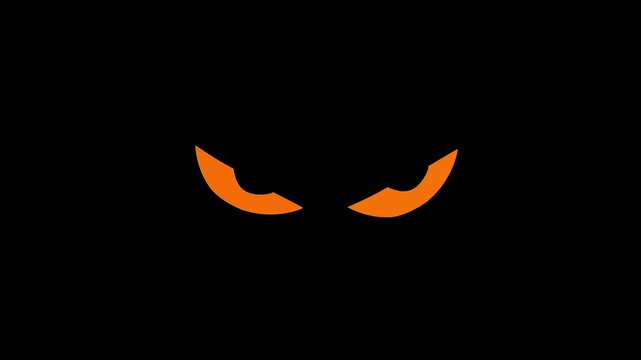 Glowing Orange Evil Eyes Staring in Darkness Halloween Monster Pumpkin Eyes Loop 4K video Animation.black background
