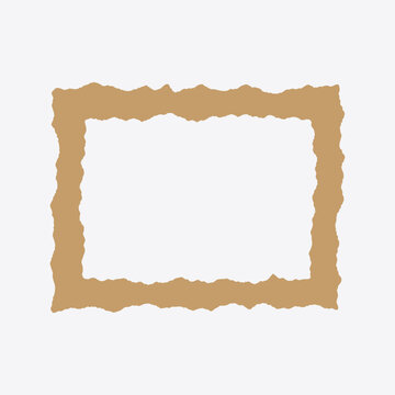Beige torn paper frame border with rough edges for creative design and photo display