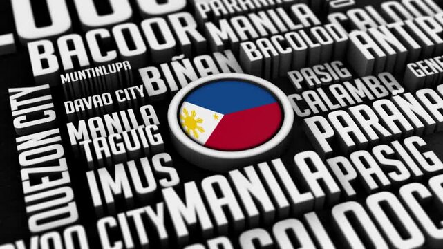 Philippines Cities Word Cloud Typography Animation