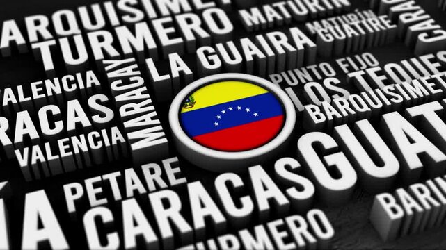 Venezuela Cities Word Cloud Typography Animation