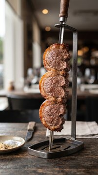 Roasted fraldinha steak on skewer