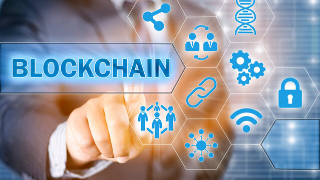 Business Man Touching Blockchain Interface Virtual Technology Concept Screen Interaction Digital Network b (15)