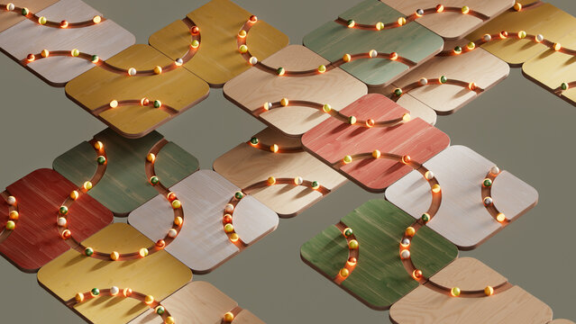 Abstract Modular Routing Grid with Connected Wooden Paths