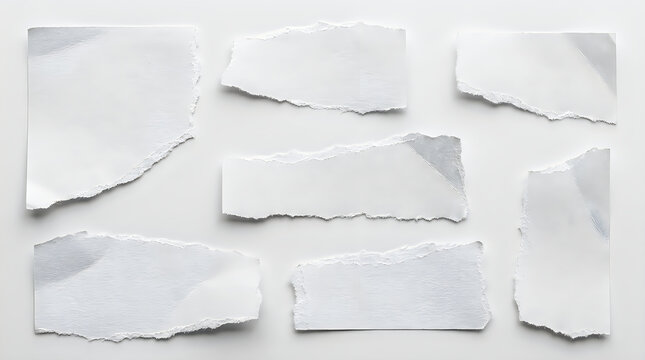 Ripped Paper Edges Vector Bundle, Isolated White Paper Scraps, Torn Paper Texture Design Elements