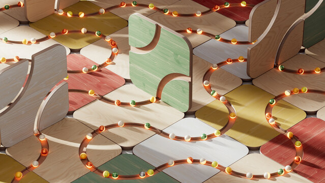 Wooden Routing Network with Modular Pathway Panels