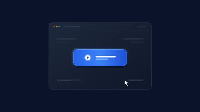 Glassmorphism UI animation, digital dashboard interface with blue button, modern software user experience design, sleek web application mockup