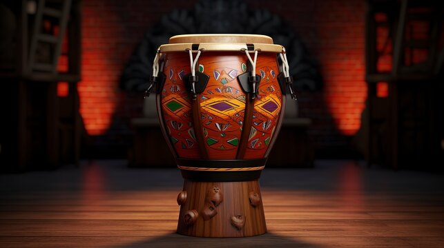 A photo of a conga drum in a studio setting: