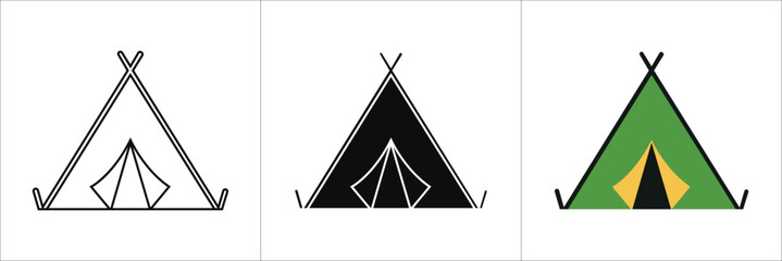 Camping tent icon set © VisionGrafix