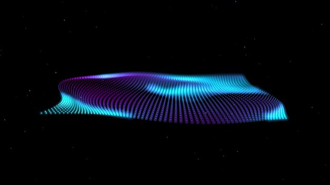 Neon light tunnel with vibrant purple and blue streaks