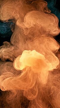 Vertical Video -Golden Pigment Diffusing in Water Macro Footage