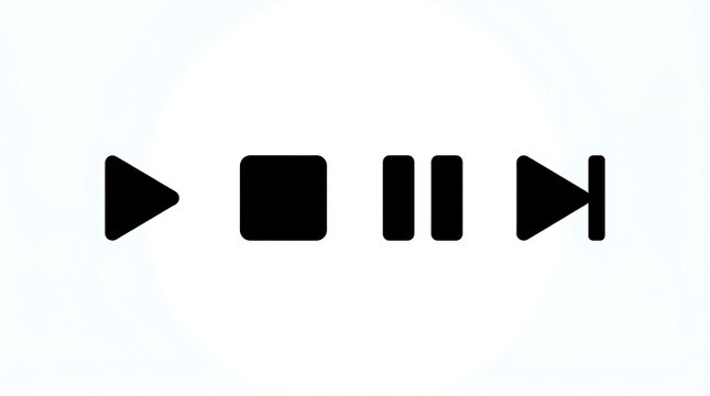 Minimal media player control icons set