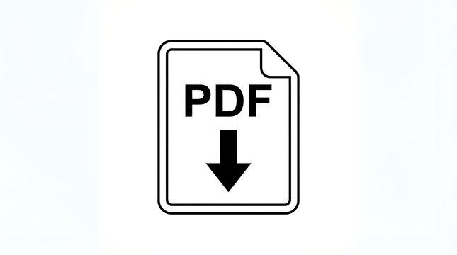 Simple pdf file download icon with arrow