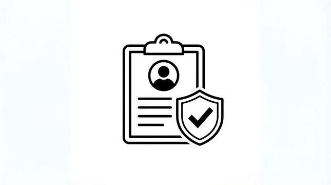 Clipboard with profile icon and security shield checkmark