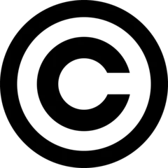 Solid black copyright symbol inside a circle, isolated on a transparent background. Minimalist vector icon representing intellectual property rights, legal protection, authorship, and ownership. © juanorihuela