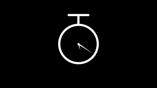 Wall Clock icon on black background, 24 hours timer clock 4k video animation.