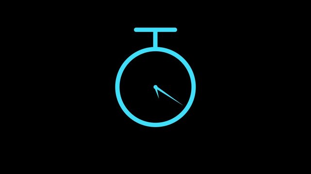 Wall Clock icon on black background, 24 hours timer clock 4k video animation.