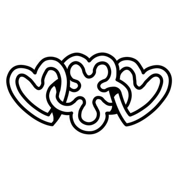 Three intertwined hearts, bold line art, unity and eternal love symbol