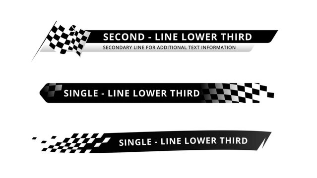Set of lower third or sport banner design with checkered template.
