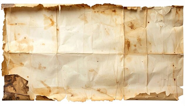 Semi-transparent vellum paper fragment with torn borders isolated on transparent background