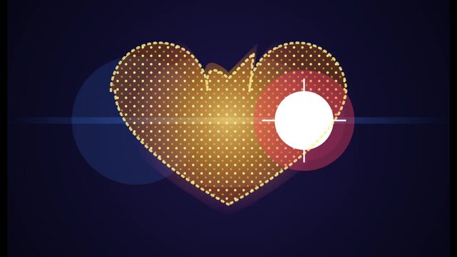 Glowing heart animation with sparkling golden texture
