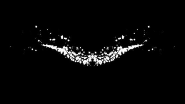 white twinkling particles, starlight dust line, fairy sparkle burst,  glitter confetti trail black screen background.white blinking stars, Twinkle stars line glitter sparkles,4k video