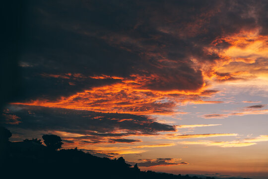 red sunset sky