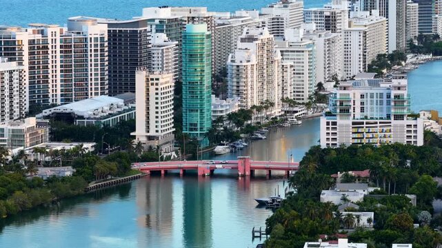 63rd Street Drawbridge Miami Indian Creek aerial video