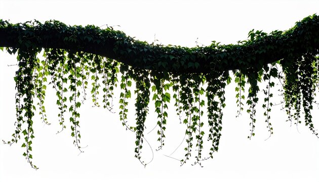 Romantic trailing ivy vine silhouette shadow overlay isolated on transparent background
