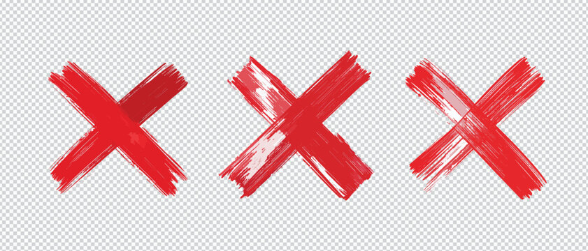 Red Cross Mark Brush Stroke Vector Illustration Collection