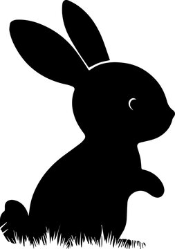 Cute Rabbit Silhouette Isolated Simple Animal Shape Vector Illustration Design
