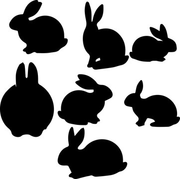 Cute Rabbit Silhouette Isolated on White Background for Creative Design