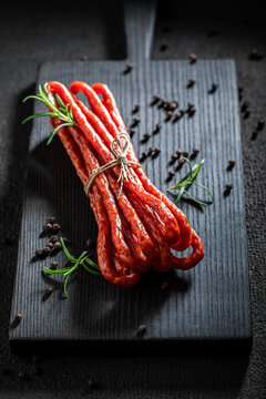 Thin pork kabanos flavored with fragrant rosemary.