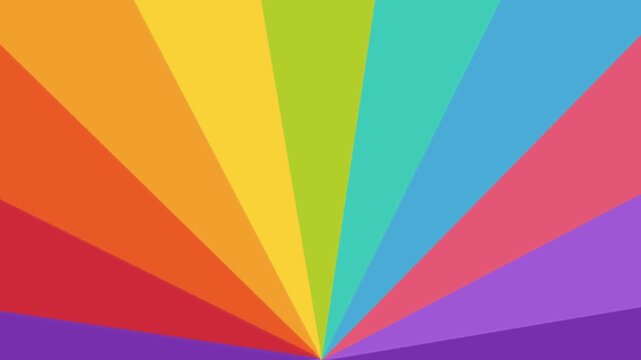 Colorful rainbow sunburst spinning background with rotating rays vector motion loop