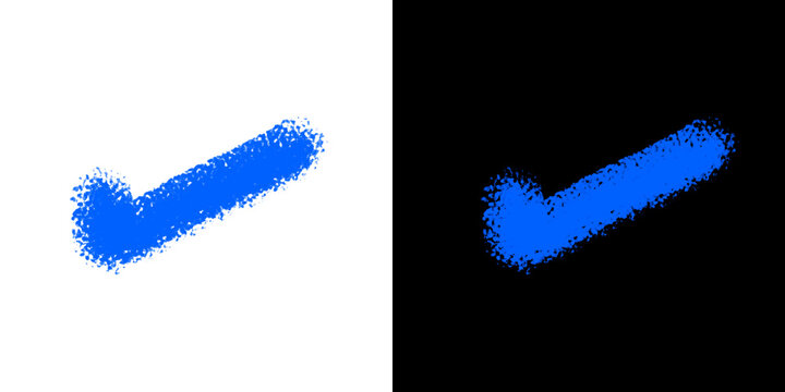 Blue check mark illustration on transparent and black backgrounds, ideal for design, web, and UI projects.