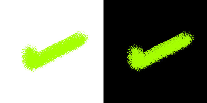 Green check mark illustration on transparent and black backgrounds, ideal for design, web, and UI projects.