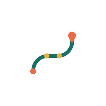 Wavy line with circular nodes a flat vector illustration on a white background curve circles dots points connection