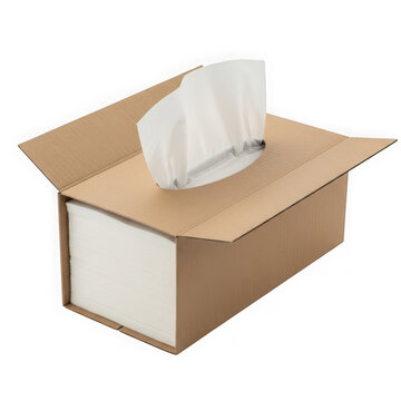 A single cardboard box filled with soft white facial tissues for daily hygiene