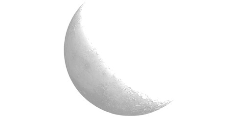 Minimal crescent moon close-up, pale gray lunar surface texture on white background, astronomy space concept photo © jawadfi