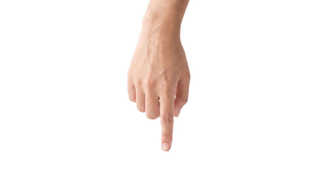 Close Up Hand Gesture Pointing Finger Down PNG Photo - hand pointing down, pointing finger, hand gesture, close up hand, index finger, isolated hand, white background, human hand, arm and hand