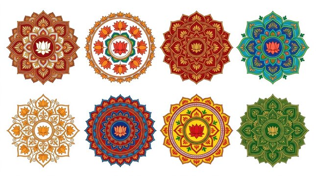 Collection of eight antique european order badges and medals with intricate designs and colorful enamel work displayed on white