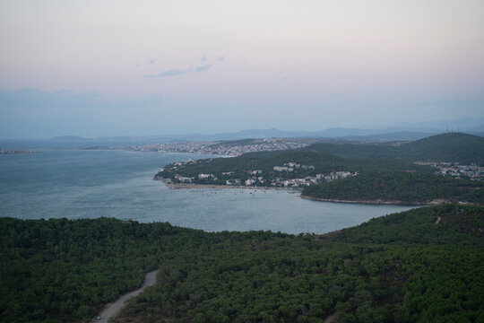 Scenic Hilltop View of Ayvalik Coast Cunda and Sarimsakli