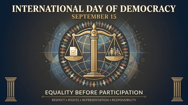 Scales of justice illustration with diverse figures a symbolic representation