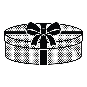 Halftone Gift Box Vector, Halftone Pattern Round Box with Ribbon, Vector Graphics and Illustrations for Design