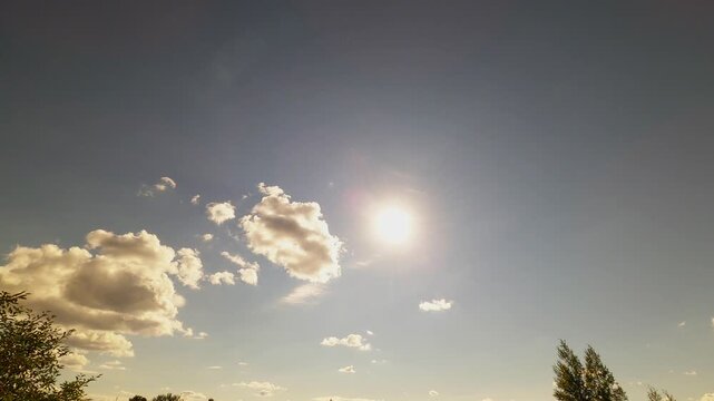 Fast Moving Clouds Across Clear Summer Sky Timelapse