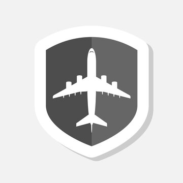 Air shield travel sign icon sticker isolated on gray background