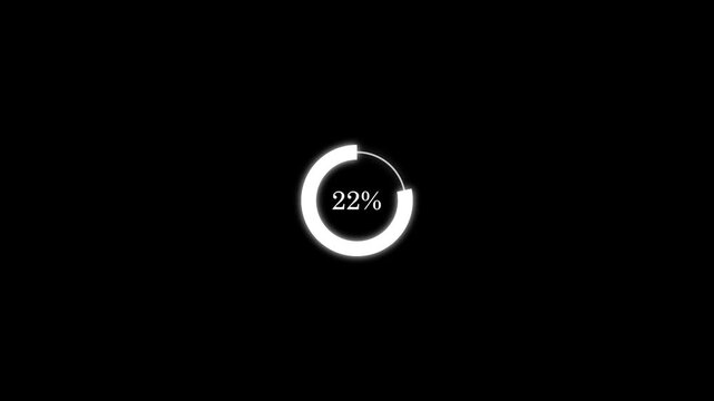 Abstract glowing white half circle progress indicator 50 percent HUD gauge 4k