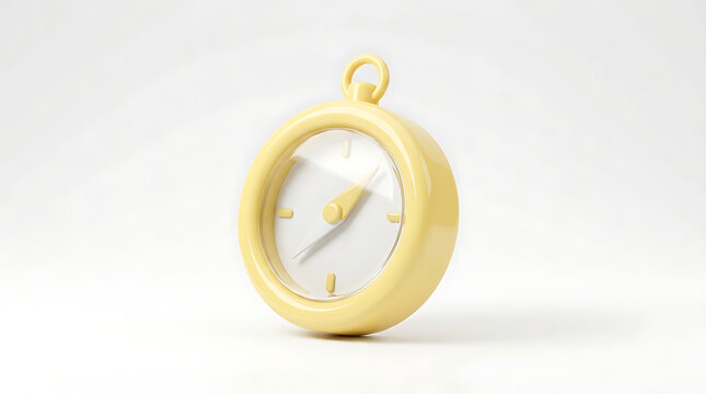 Yellow Pocket Compass on White Background for Navigation and Travel