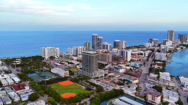 Aerial stock clip Mid Beach Miami Beach b roll