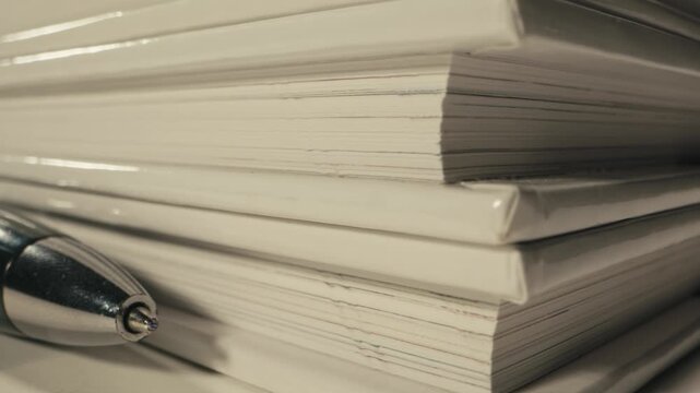Book new textbook binding close up school university education study literature paper macro