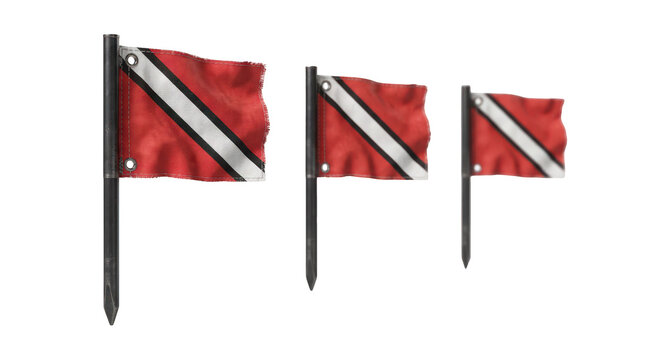 Three trinidad and tobago flags waving together